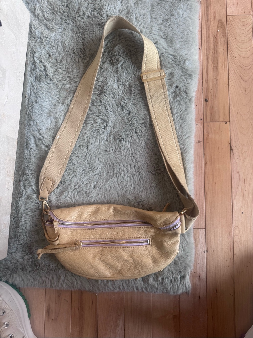 Hammitt Cream Leather Mini Crossbody Belt Bag